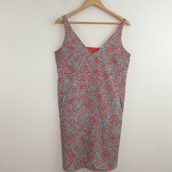 WAYF | Dress w/ Coral & Blue Pattern - Picture 3 of 14